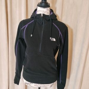 The North Face TKA Half-Zip Hooded Fleece Black Pullover w/Kangaroo Pocket. Sz S